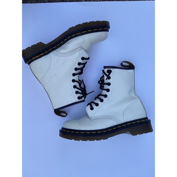 Dr. Martens Shoes - Dr. Martens 1460 White Leather 8 Eye Combat Boots Womens Size 5 US L 36 EU